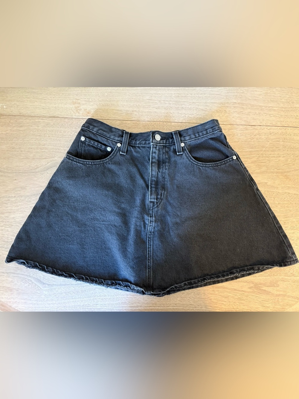 Levi's Black Denim A-Line Mini Skirt